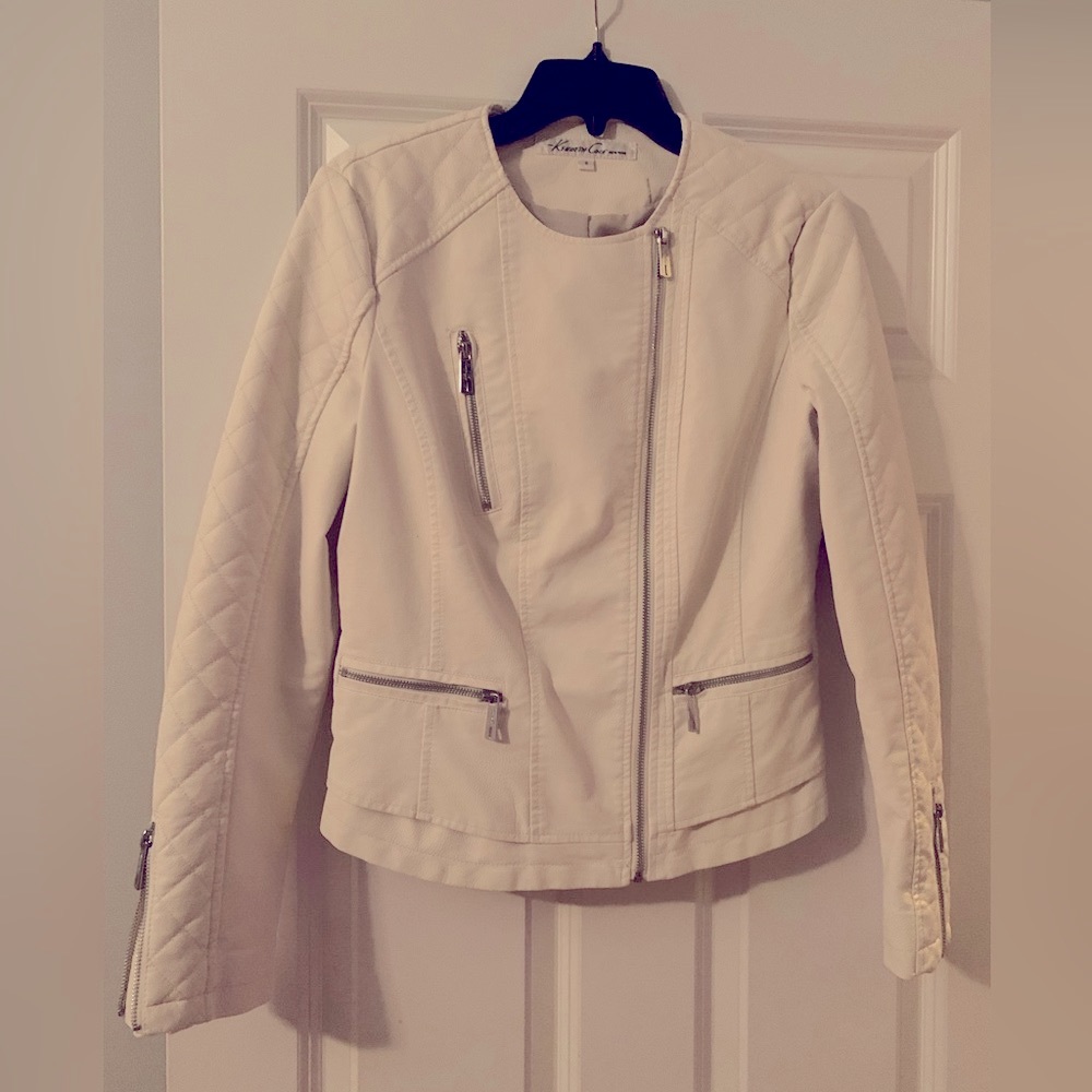 Kenneth Cole NY faux leather moto jacket size small